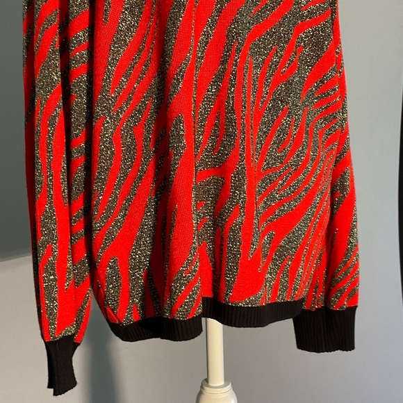 Willow Drive Red Black Silver Lg Holiday Sweater with an Asymmetrical Neckline - Picture 12 of 16
